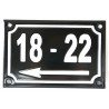 Numéro de rue  émaillé 10 x 15 cm noir - Numero 18 - 22 avec fleche