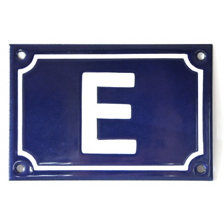 Numéro de rue  émaillé 10 x 15 cm bleu - lettre E