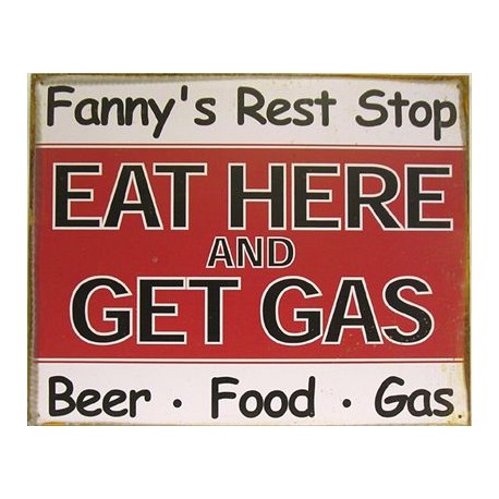Plaque métal publicitaire 30x38cm plate : FANNY'S REST STOP