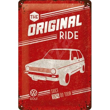 plaque métal publicitaire 20x30cm bombée en relief :  VW Golf The Original Ride