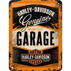 plaque métal publicitaire 20x30cm bombée en relief :  HARLEY-DAVIDSON Motorcycle Garage