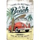 plaque métal publicitaire 20x30cm bombée en relief :  VW Combi At The Beach