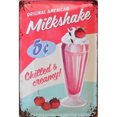 plaque métal publicitaire 20x30cm bombée en relief : Original American Milkshake