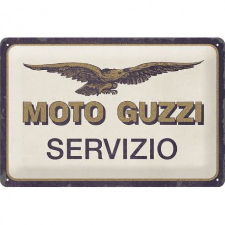 plaque métal publicitaire 20x30cm bombée en relief :  MOTO GUZZI SERVIZIO