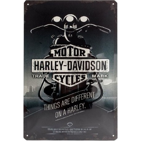 plaque métal publicitaire 20x30cm bombée en relief :  HARLEY DAVIDSON