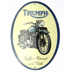 Plaque émaillée ovale 25 x 18 cm : TRIUMPH BEST MOTORCYCLE