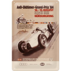 plaque métal publicitaire 20x30cm bombée en relief :  Audi Oldtimer Grand Prix 84