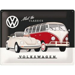 plaque métal publicitaire 30x40cm bombée en relief :  VW Meet the Classics