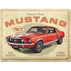 plaque métal publicitaire 30x40cm bombée en relief :  Mustang 67