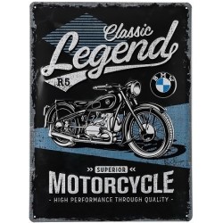 plaque métal publicitaire 30x40cm bombée en relief :  BMW MOTORCYCLE Classic Legend