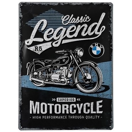 plaque métal publicitaire 30x40cm bombée en relief :  BMW MOTORCYCLE Classic Legend