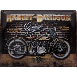 plaque métal publicitaire 30x40cm bombée en relief :  HARLEY DAVIDSON 1933 V-Twins