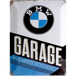 plaque métal publicitaire 30x40cm bombée en relief : BMW GARAGE