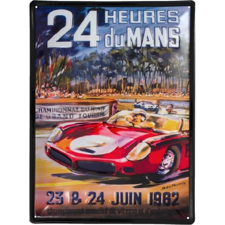 Plaque métal en relief 30 x 40 cm : 24h du Mans 1962