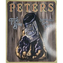 Plaque métal décorative 40 x 32 cm plate : PETERS TRUE BLUE SMOKELESS SHOT SHELLS