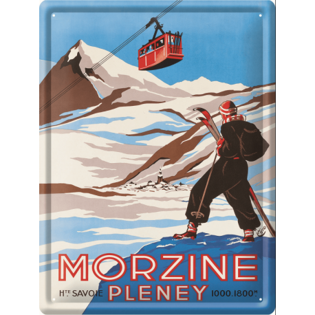 Plaque métal publicitaire 30x40cm bombée : Morzine Pleney