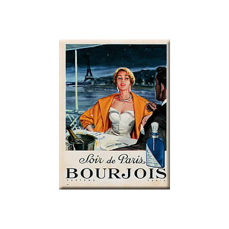 Plaque métal publicitaire 15x20cm plate : Bourjois, Soir de Paris.
