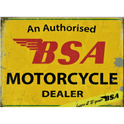 Plaque métal publicitaire 30x40 cm plane :  BSA Motorcycle Dealer