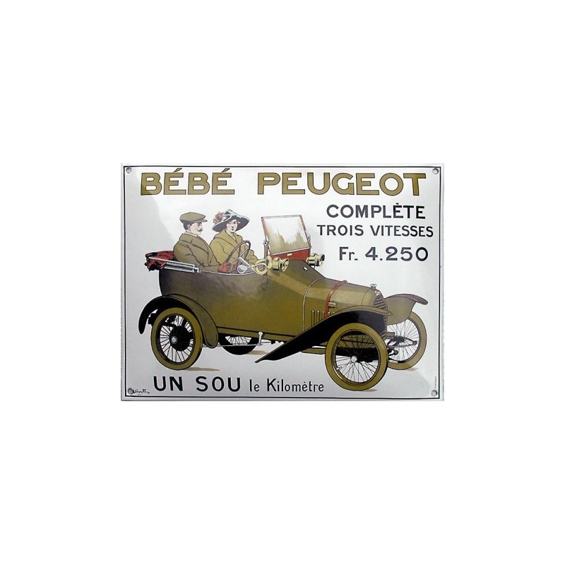 Plaque métal publicitaire 30x40 cm plane :  BéBé Peugeot