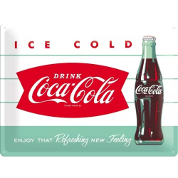 plaque métal publicitaire 30x40cm bombée en relief :  Coca Cola Ice Cold
