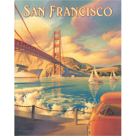 Plaque métal publicitaire 40x30cm plate : SAN FRANCISCO GOLDEN GATE by Kerne Erickson