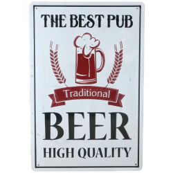 Plaque métal publicitaire plate avec relief 20 x 30 cm : The Best Pub