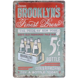 Plaque métal publicitaire plate avec relief 20 x 30 cm : Brooklyn's Boissons