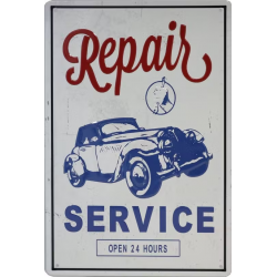 Plaque métal publicitaire plate avec relief 20 x 30 cm : Repair Service