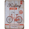 Plaque métal publicitaire plate avec relief 20 x 30 cm : Bicyclette