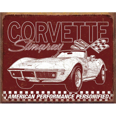 Plaque métal publicitaire 30x40cm plate : CORVETTE 69 StingRay
