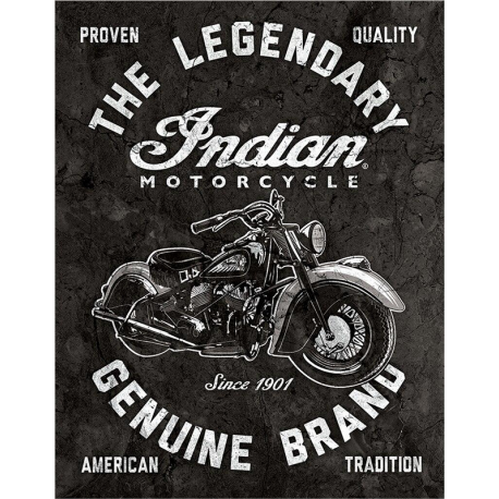 Plaque métal publicitaire 30x40cm plate : INDIAN Motorcycles - Legendary