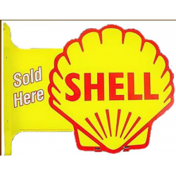 Enseigne métal publicitaire 45x35cm imprimée sur 2 faces : Shell