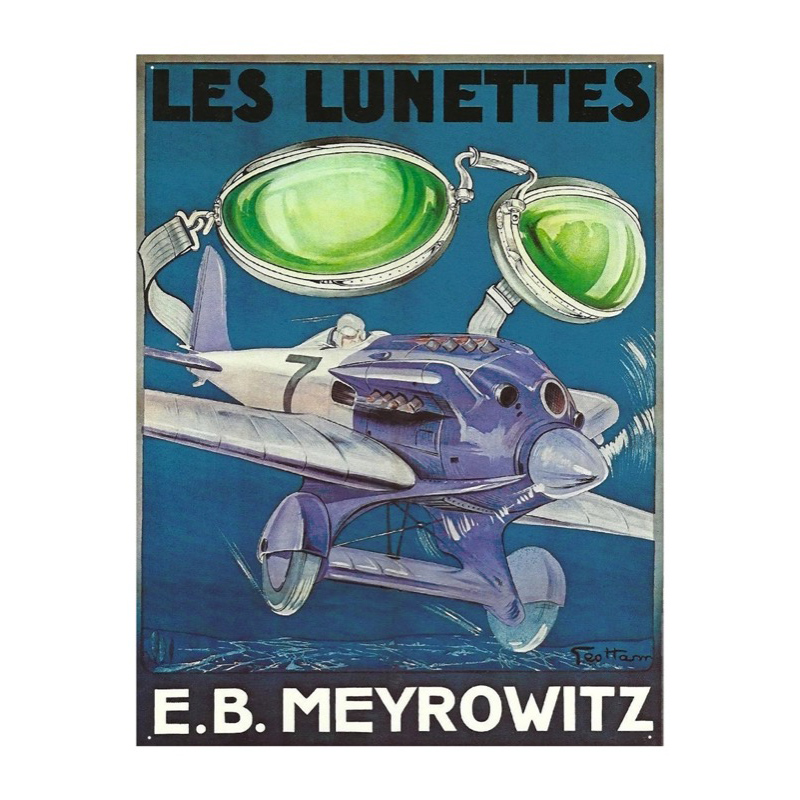 Plaque métal publicitaire plate avec relief 30 x 40 cm : Lunettes Meyrowitz