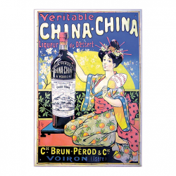 Plaque métal publicitaire plate avec relief 27 x 38 cm : China-China