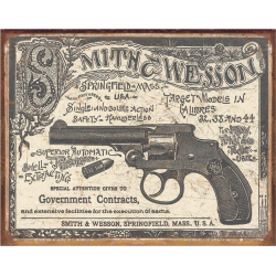 Plaque métal publicitaire 30x40cm plate :  Smith et Wesson 1892 Gov. Contracts