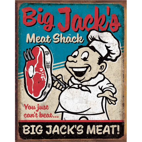 Plaque métal publicitaire 30x40cm plate :  Big Jack's Meats