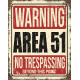 Plaque métal publicitaire 30x40cm plate :  Area 51 - Warning