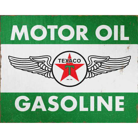 Plaque métal  publicitaire 30x40cm plate : Motor oil TEXACO blanche et verte