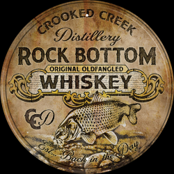 Plaque métal publicitaire diametre 30 cm : Rock Bottom - Whiskey