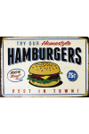 Plaque métal plate 20 x 30 cm : Hamburgers