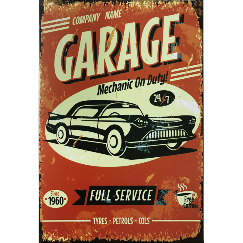 Plaque métal plate 20 x 30 cm : Garage full Service
