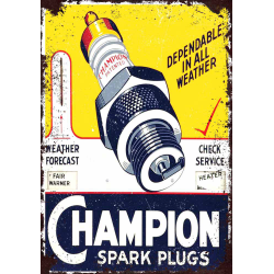 Plaque métal plate 20 x 30 cm : Champion spark plugs