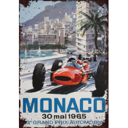 Plaque métal plate 20 x 30 cm :  Monaco grand prix 1965