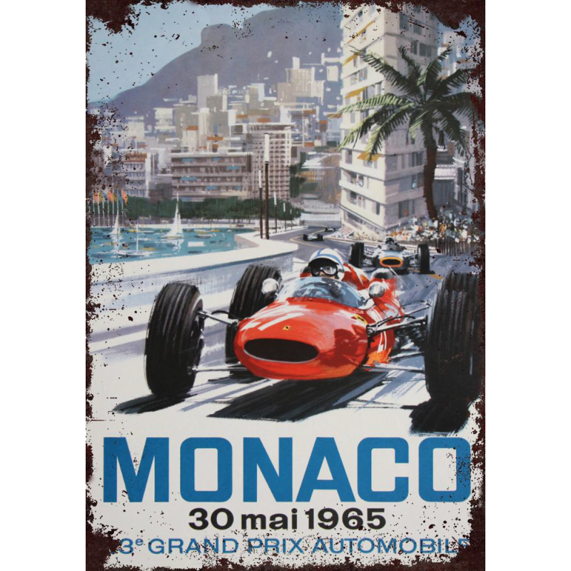 Plaque métal plate 20 x 30 cm :  Monaco 1965