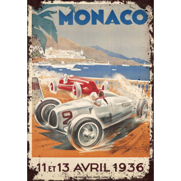 Plaque métal plate 20 x 30 cm :  Monaco grand prix 1936