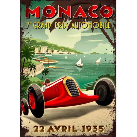 Plaque métal plate 20 x 30 cm :  Monaco grand prix 1935