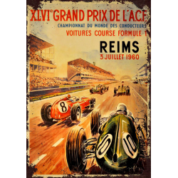 Plaque métal plate 20 x 30 cm :  Grand prix  Reims 1960