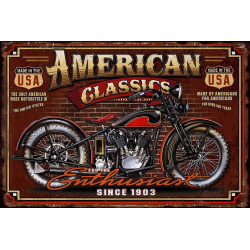 Plaque métal plate 20 x 30 cm :  American Classics Moto
