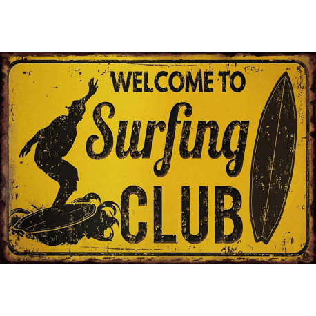 Plaque métal plate 20 x 30 cm :  Surfing club