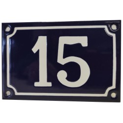 Numéro de rue  émaillé 10 x 15 cm bleu - Numero 15